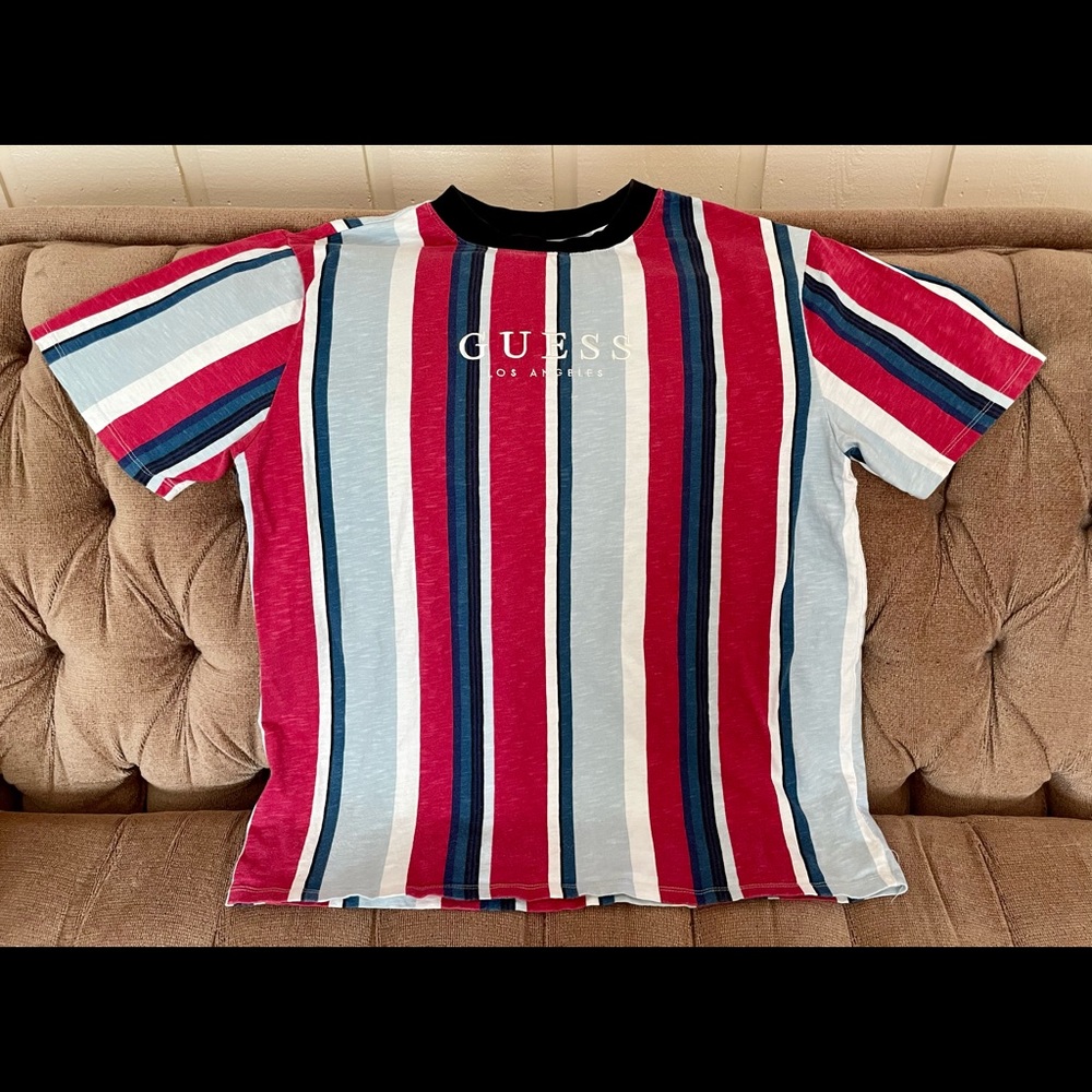 Mens GUESS JEANS USA LA Originals Oversized Vintage Multicolor T shirt Large.